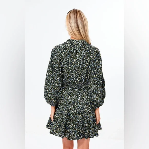 Tuckernuck Hyacinth House Black Floral Belle Mini Dress Size XS